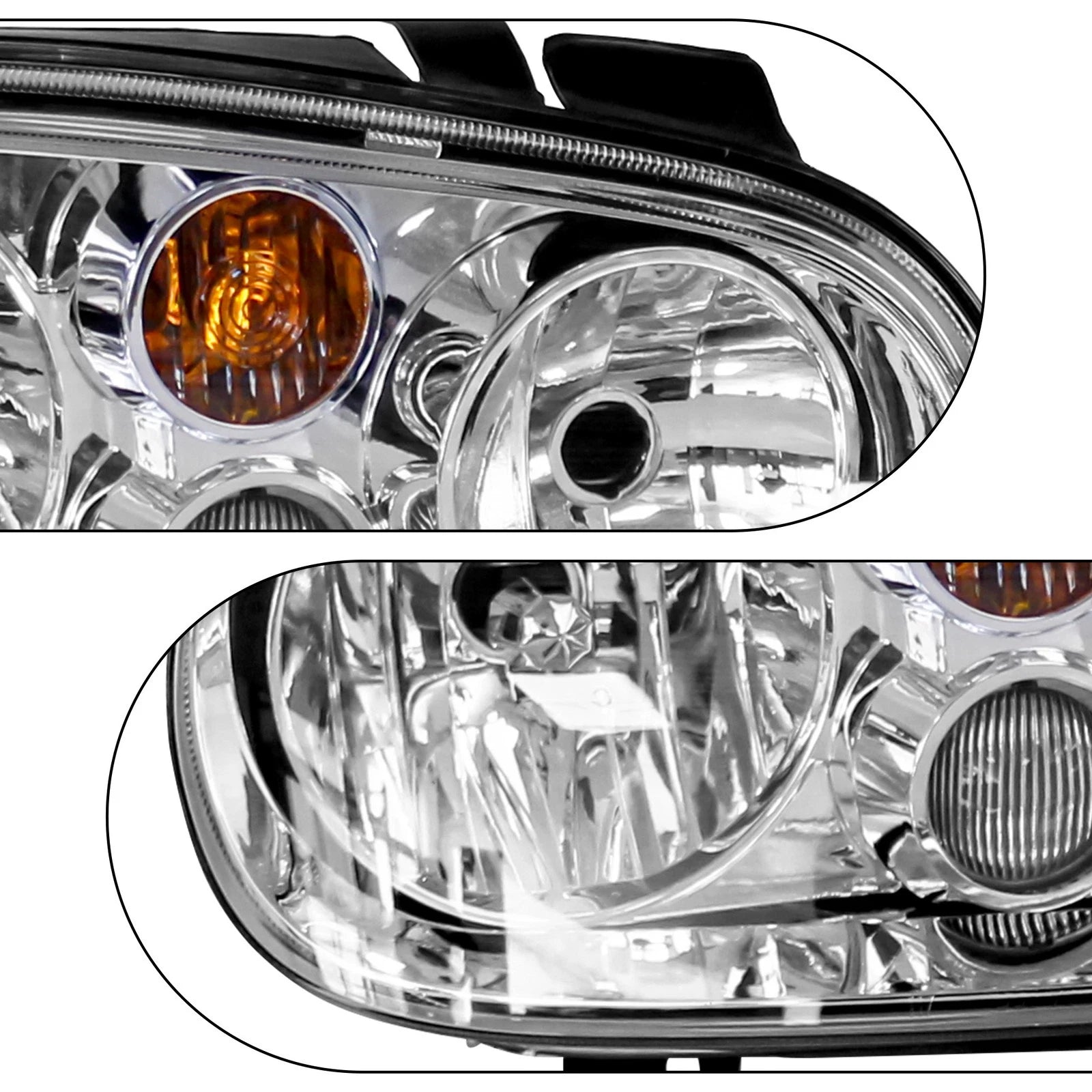 Set of 2 Headlights for Volkswagen Cabrio (1999-2002)