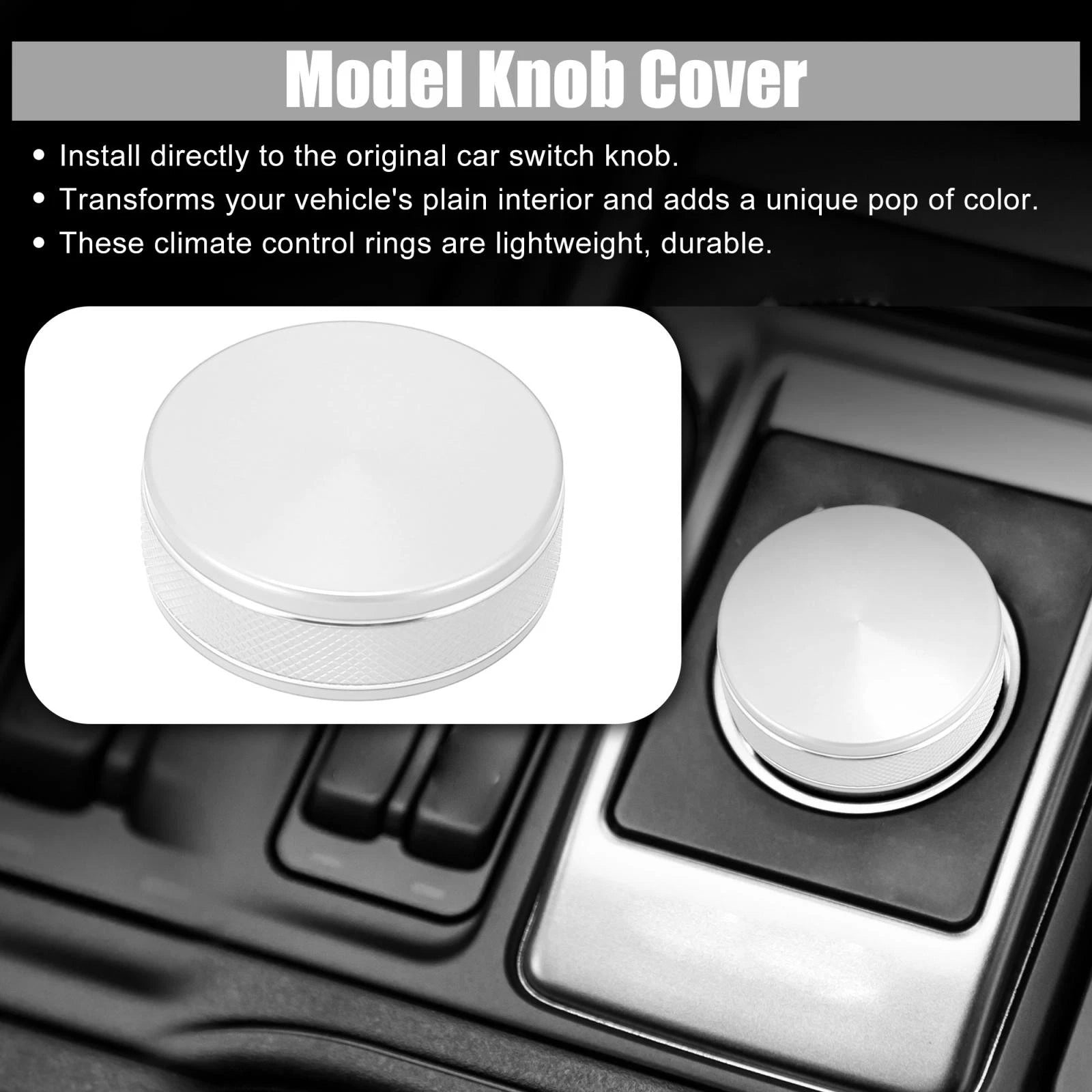 Model Knob Cover for Subaru Forester Impreza XV Crosstrek (2019–2021) Silver Tone