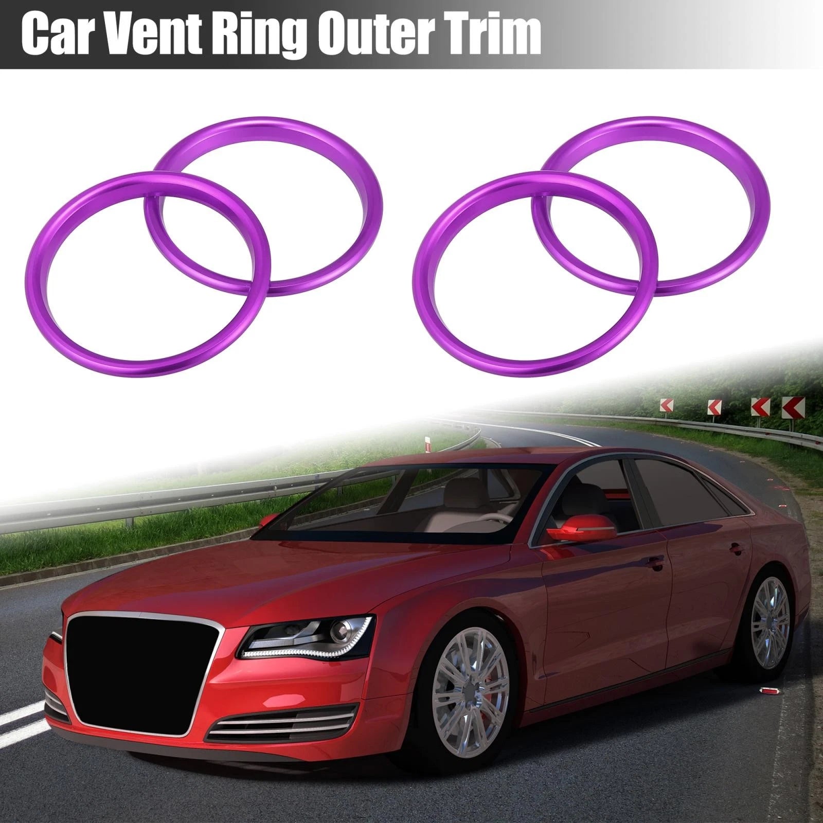 Set of 4 Purple Air Vent Outer Trim Aluminum Alloy for Audi A3 S3 Q2L (2013–2021)