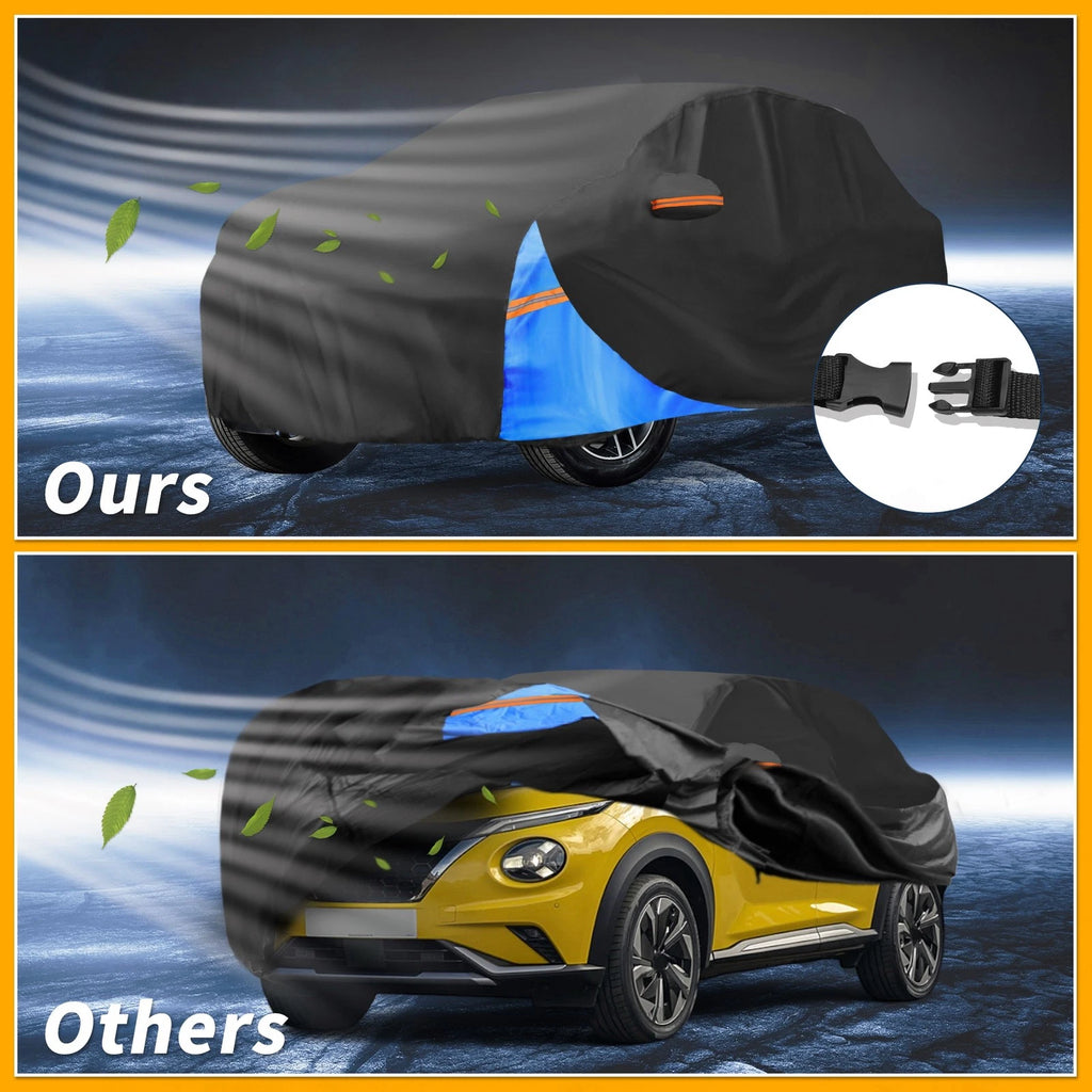 Waterproof Car Cover for Nissan Juke (2001–2023) Black Blue 210D-PU