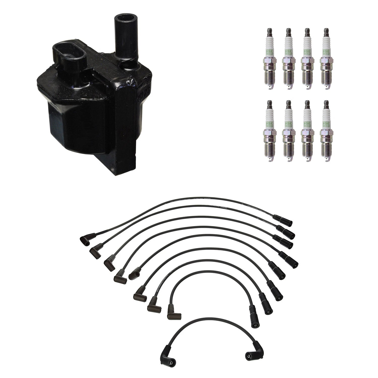 Set of 8 Denso Ignition Coil Wires & NGK Platinum Spark Plugs for C1500 K1500