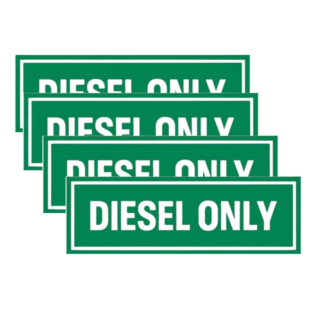 Set of 4 Diesel Only Stickers for Boats Fuel Containers - High Visibility Decal