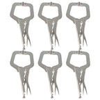 Set of 6 Adjustable C-Clamp Locking Pliers with Swivel Pads