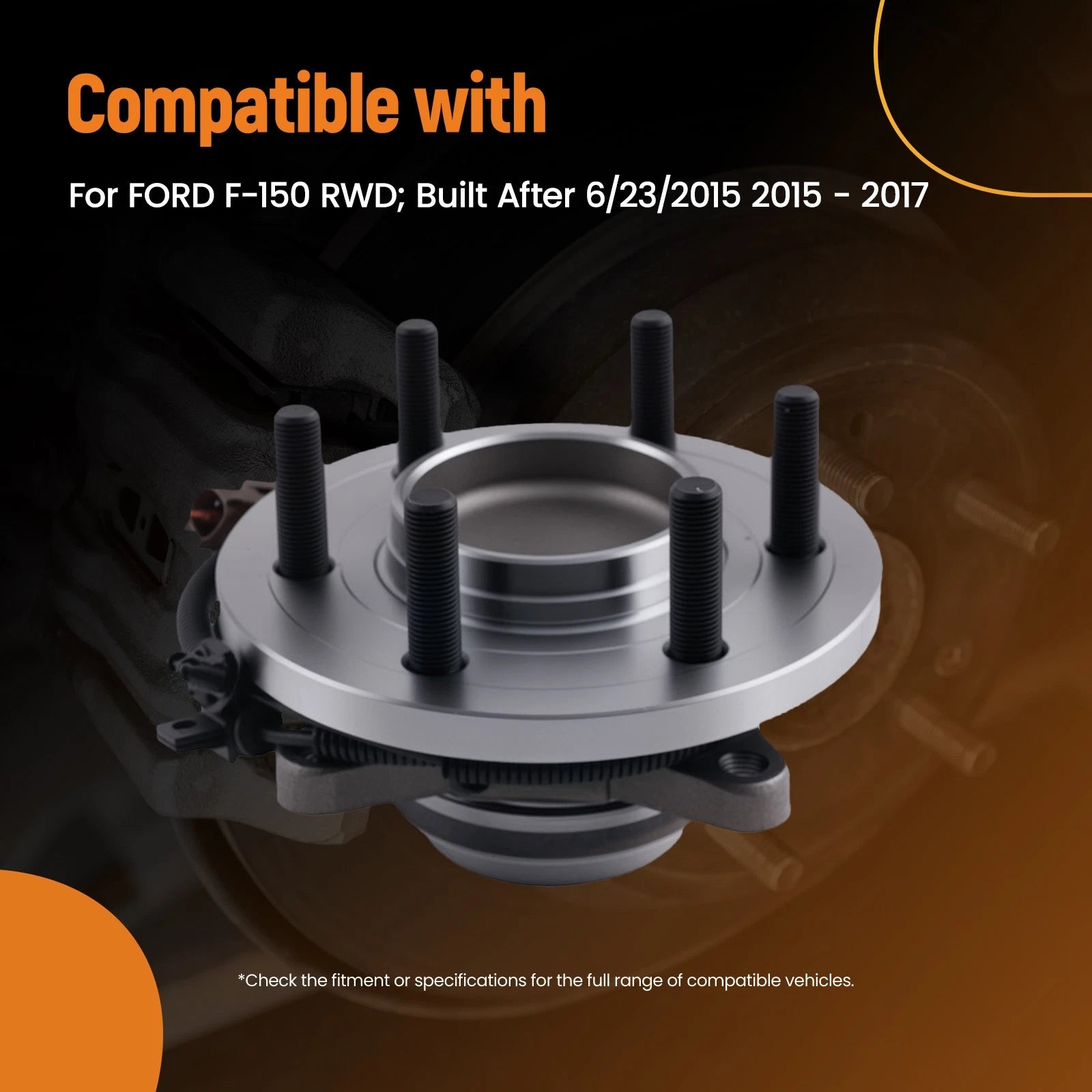 Front Wheel Bearing Hub for Ford F-150 RWD (2015–2017) WA515170 6 Studs