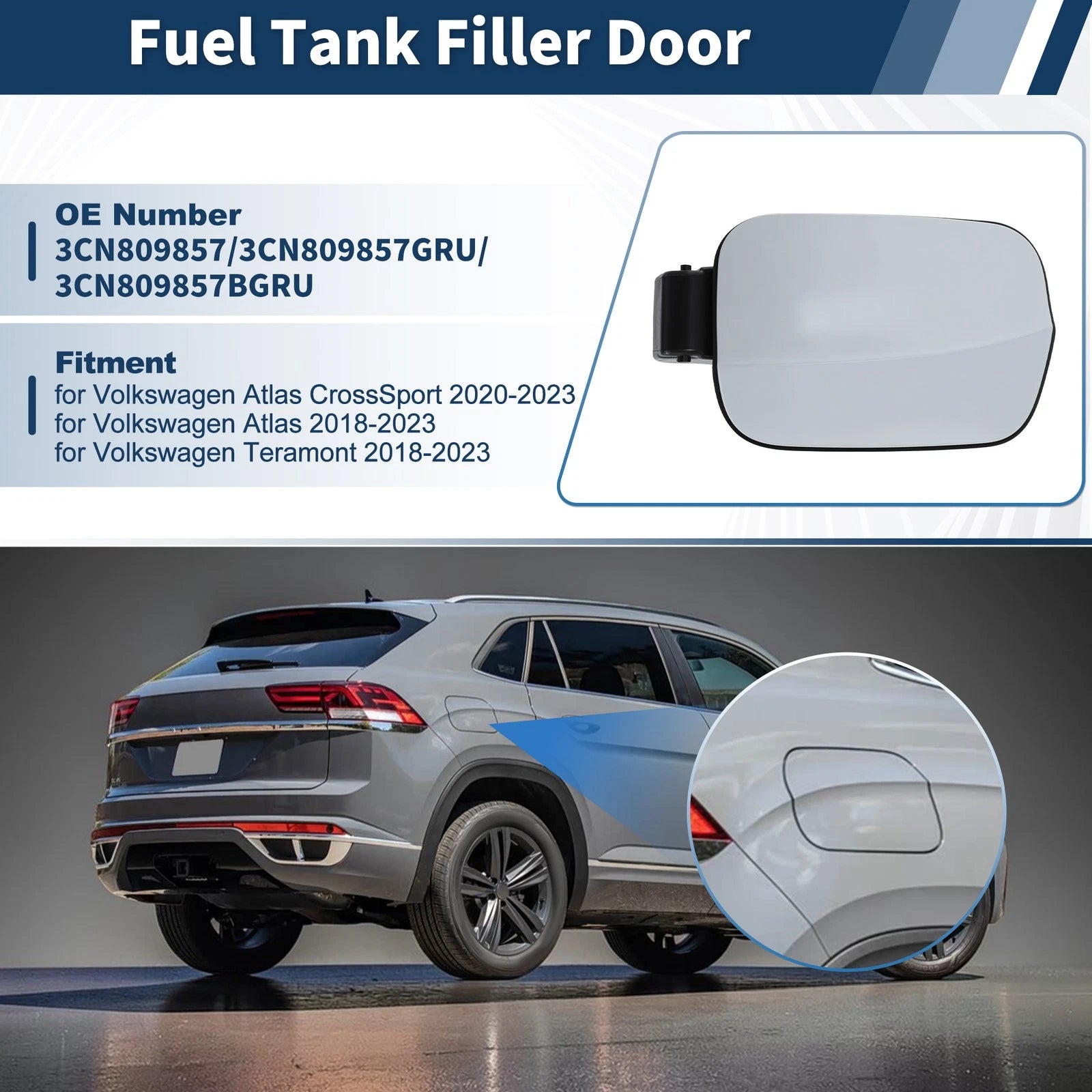 Fuel Gas Tank Filler Door Lid Cover 3CN809857 for VW Atlas Teramont (2018–2023)