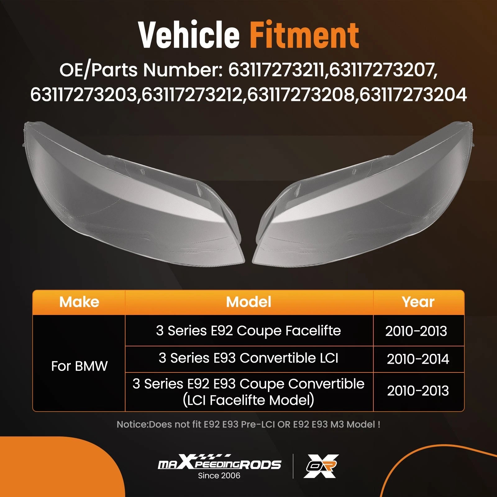 Headlight Lens Cover for BMW 3 Series (2010–2013)
