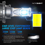 2X H13 LED Headlight Bulbs 9008 High Low Beam 30000LM 6500K for