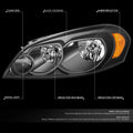 Set of 2 Black Housing Amber Corner Bumper Headlights for Chevy Impala (2006–2016)