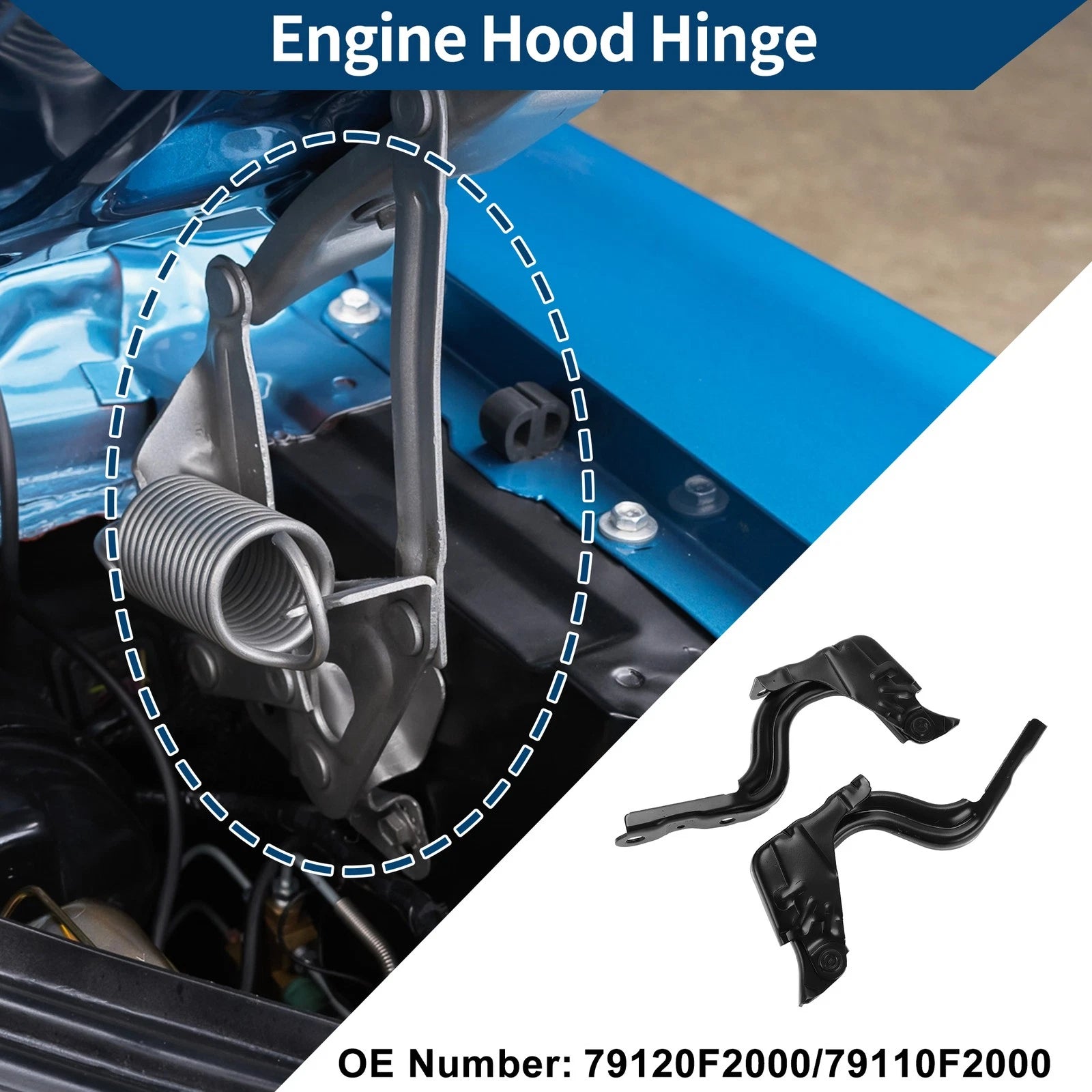 Hood Hinges Set of 2 for Hyundai Elantra (2017–2020) No. 79120F2000