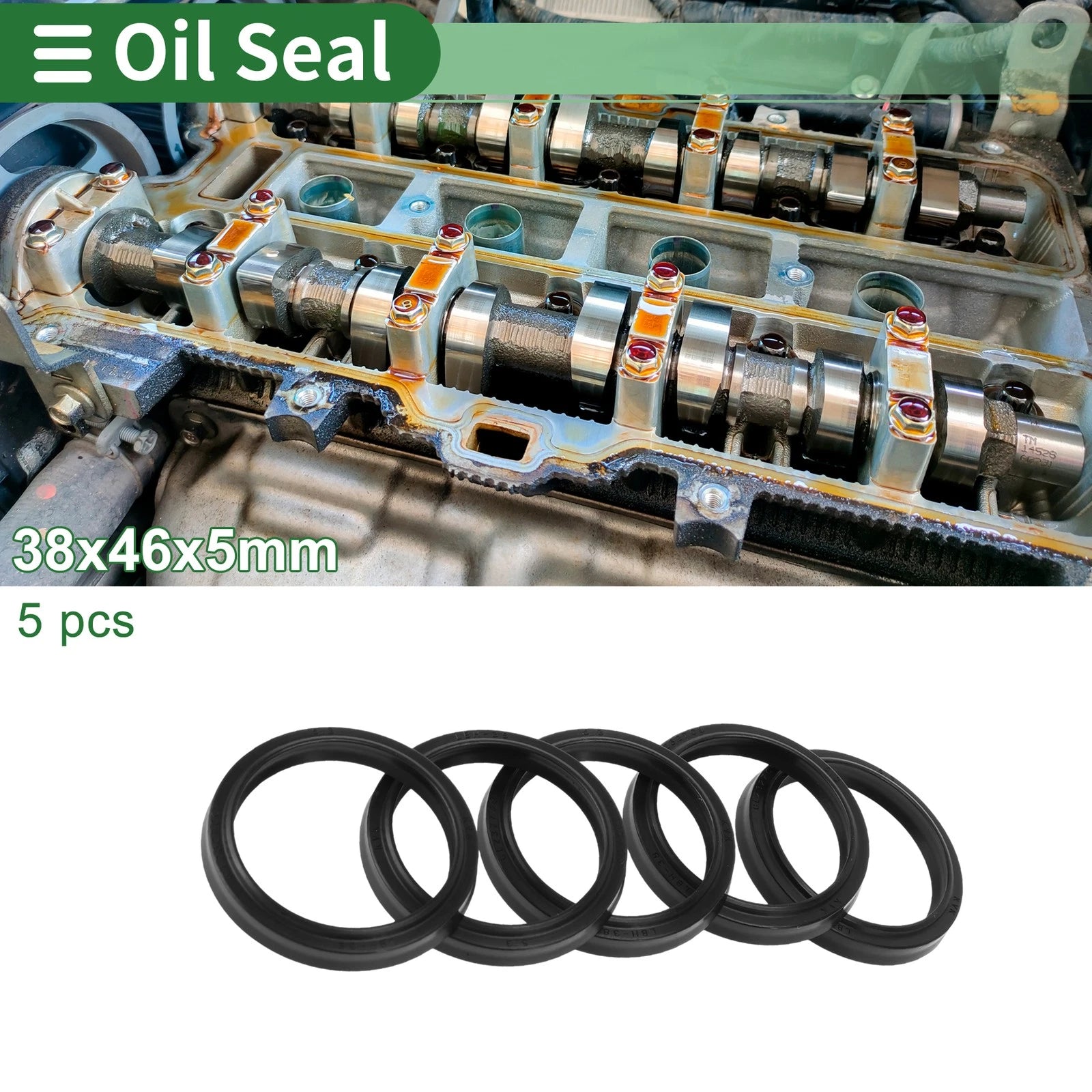 Set of 5 Oil Seal Rotary Shaft Seal NBR Rubber 38x46x5mm