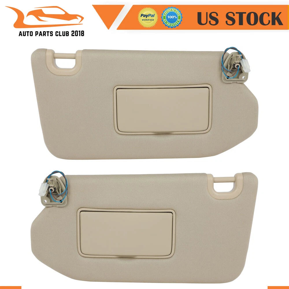 Set of 2 Tan Sun Visors with Lamp for Infiniti JX35 (2013)