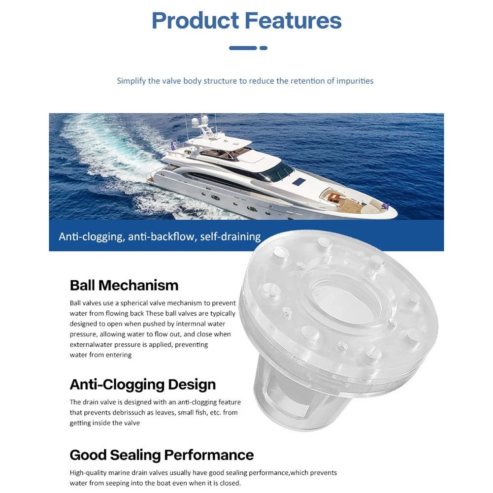 Scupper Valve for Boat (3/4 to 1-1/2 inch Outlet)