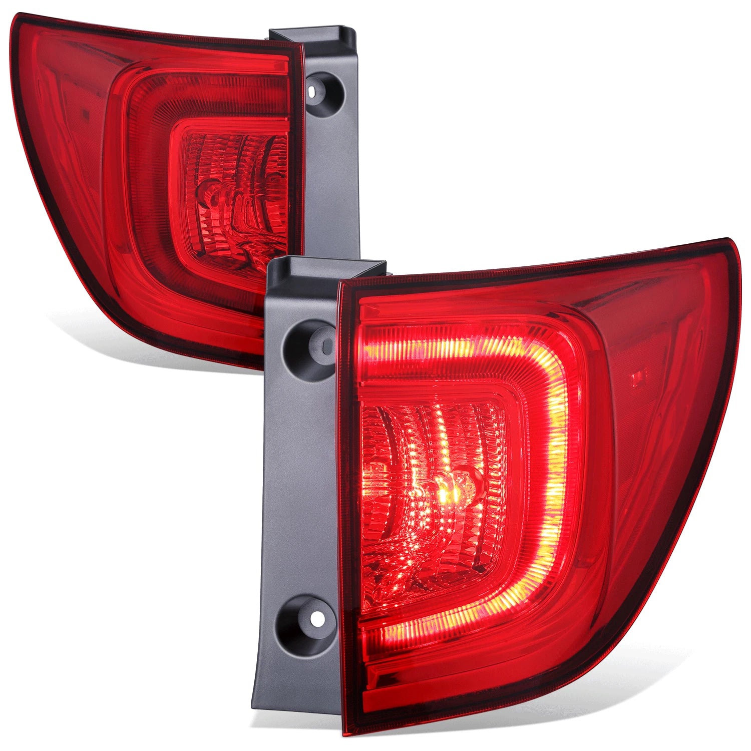 Set of 2 LED Tail Lights for Honda Pilot (2016–2018) - Chrome Housing, Red Lens