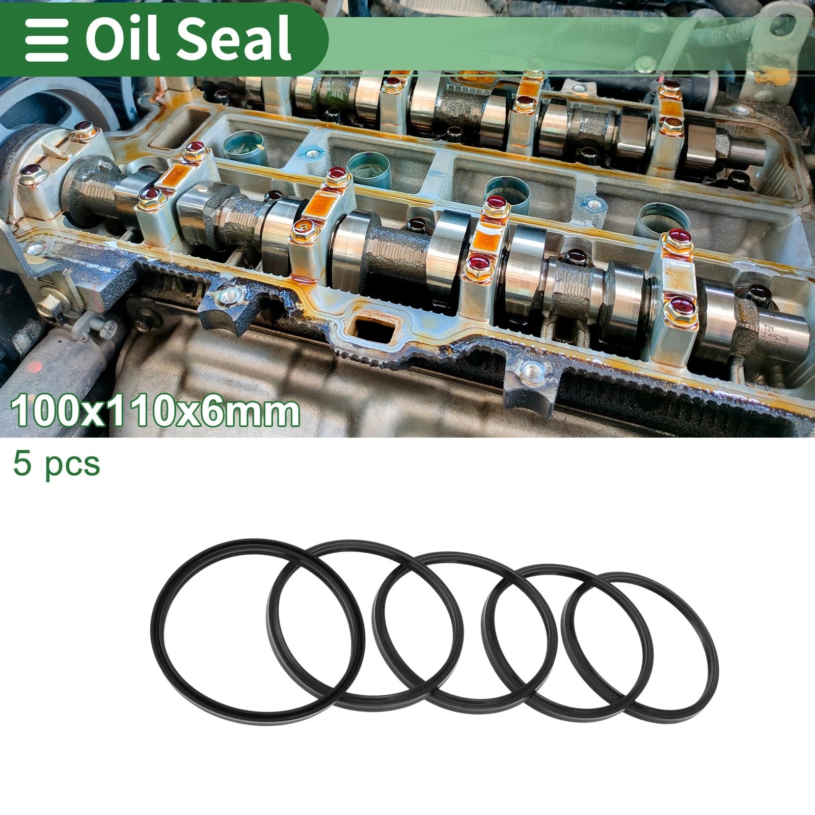 Set of 5 Oil Seal Rotary Shaft Seal NBR Rubber 100x110x6mm