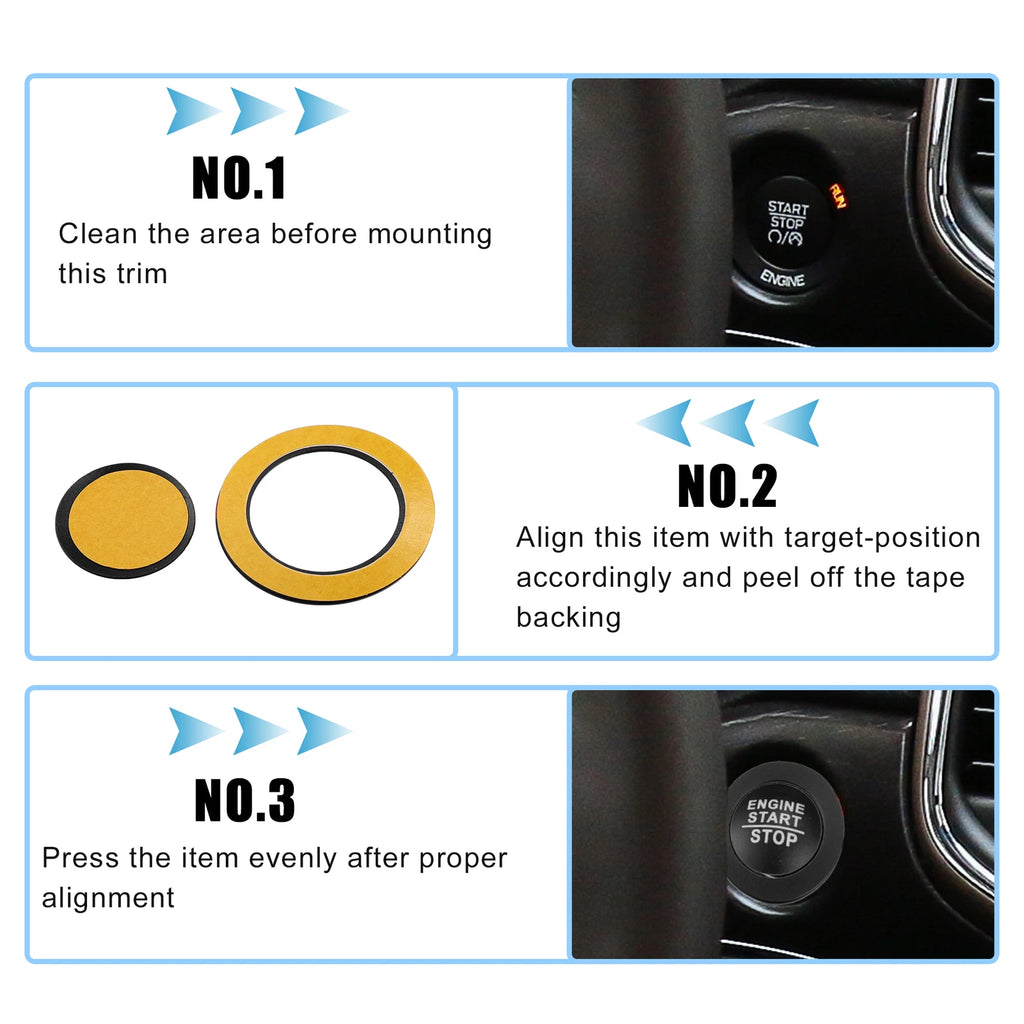 Start Stop Button Cover Trim Kit for Jeep Cherokee, Dodge (2014–2023)