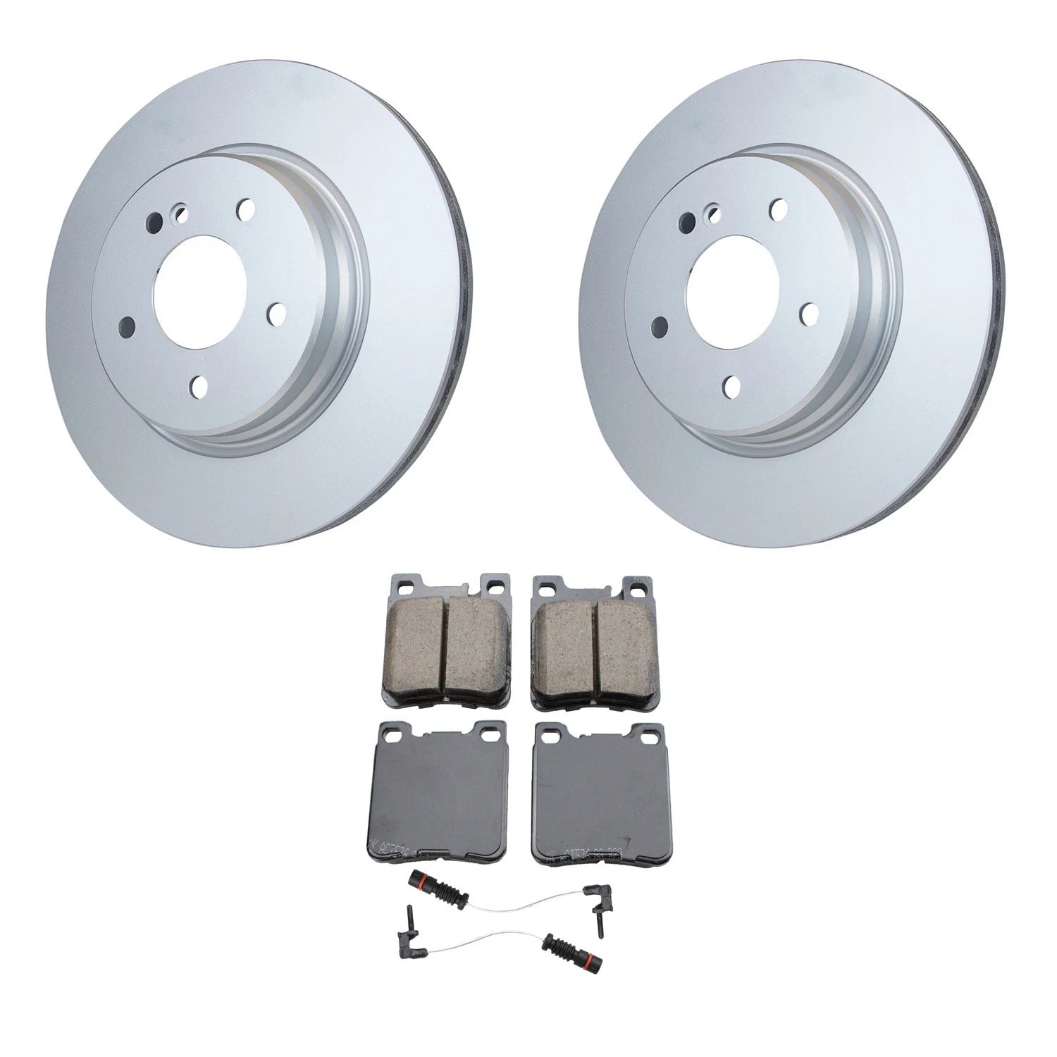 Set of 2 Hella Rear Rotors & Akebono EURO Ceramic Brake Pads for W210 E55 AMG
