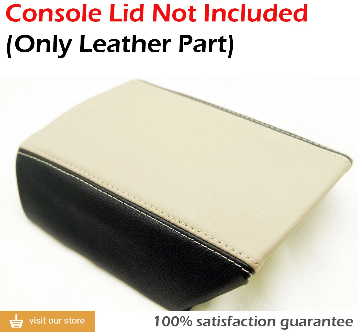 Center Console Armrest Cover for Camaro (2010–2015) Beige/Black Synthetic Leather