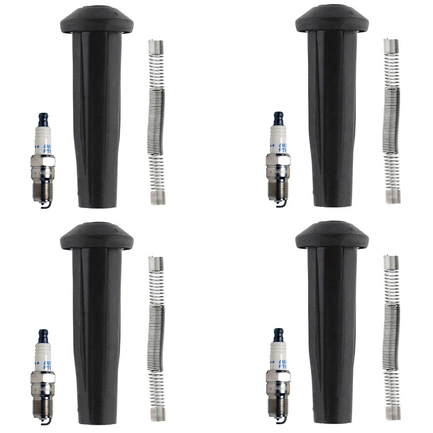 Set of 4 Denso Double Platinum Spark Plugs & Coil Boots for Escape Mariner (2001–2012)
