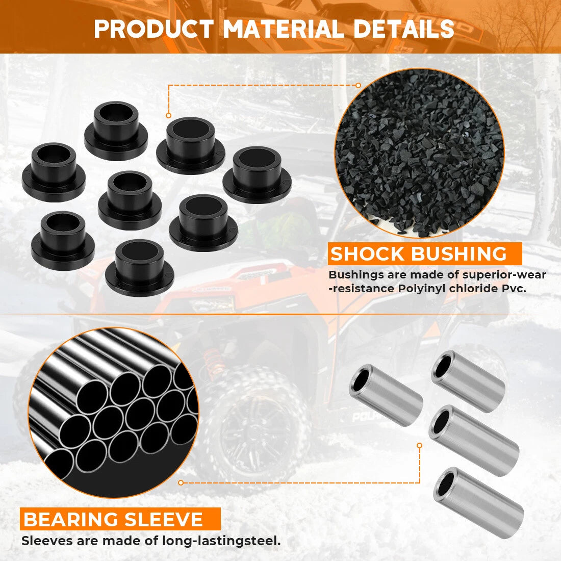Front Shock Bushings Sleeve Kit for Polaris RZR 800 RZR 570 (2008–2022)