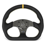 320mm Flat Dish Steering Wheel for NRG (3-Spoke, Yellow Stripe, Suede)