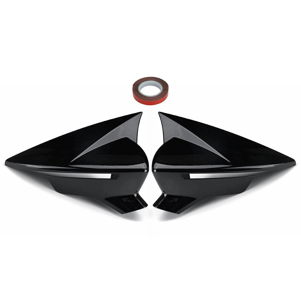 Set of 2 Gloss Black Side Mirror Cover Caps for Seat Leon (2012–2019)