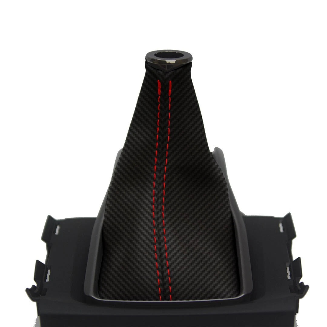 Manual Shift Boot Cover for Honda Civic (2016–2020) Red Stitch Carbon Fiber