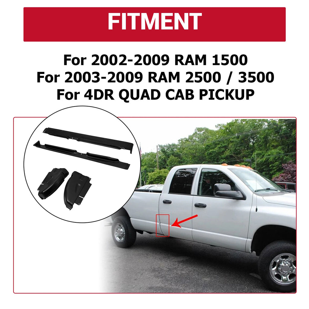 Pair Rocker Panels & Cab Corners for Dodge Ram 1500 2500 3500 (2002–2008)