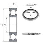 Deep Groove Ball Bearing 75x95x10mm for Various Models (6815)