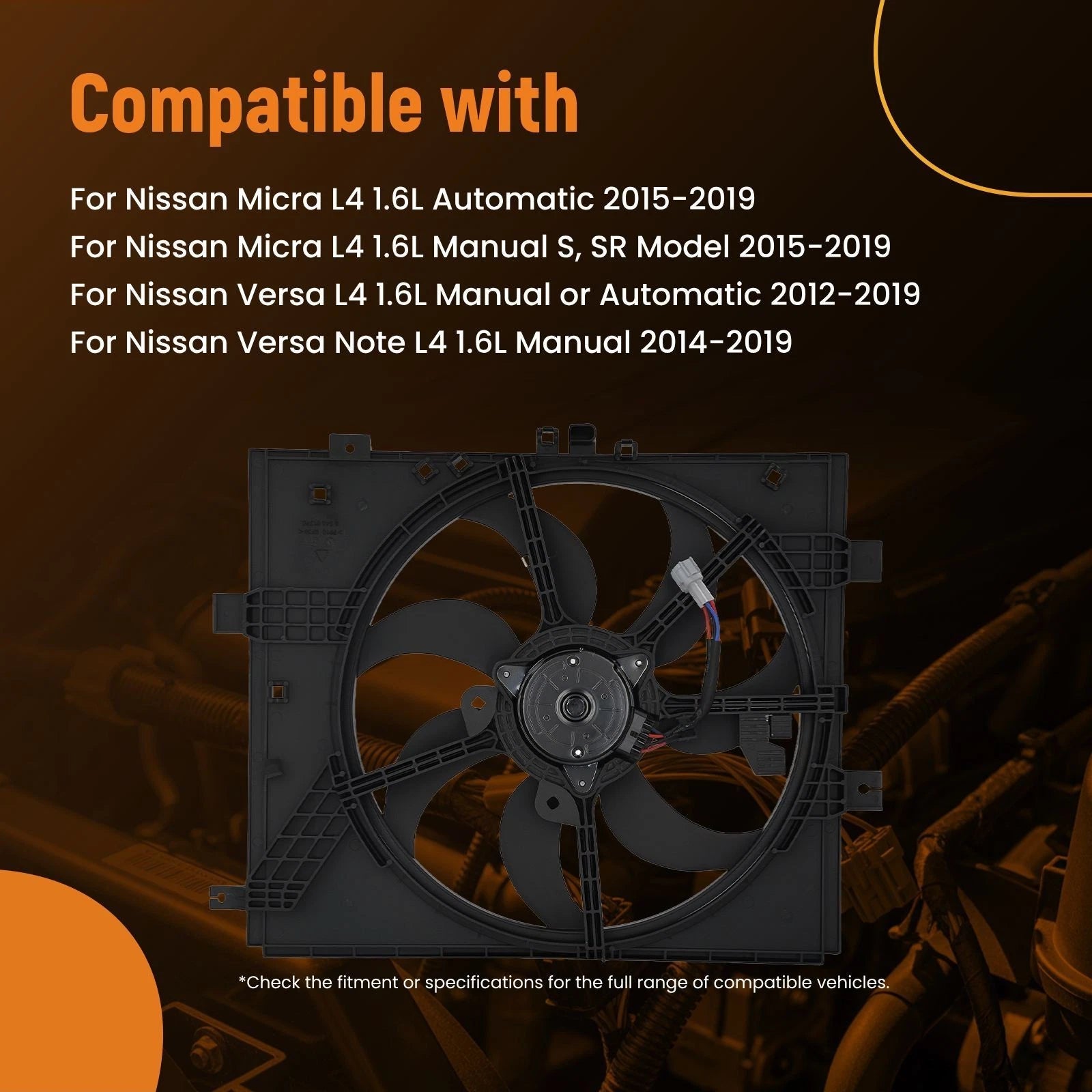 Radiator Cooling Fan & Shroud for Nissan Versa/Versa Note (2012-2019)
