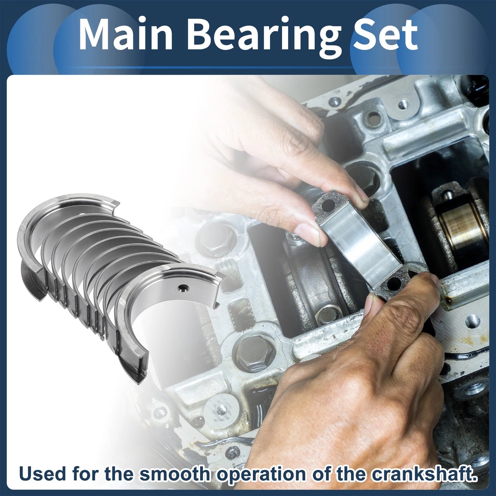Main Bearing Set No.MD973121 for Mitsubishi L200 (1986–1995) 10 Pcs