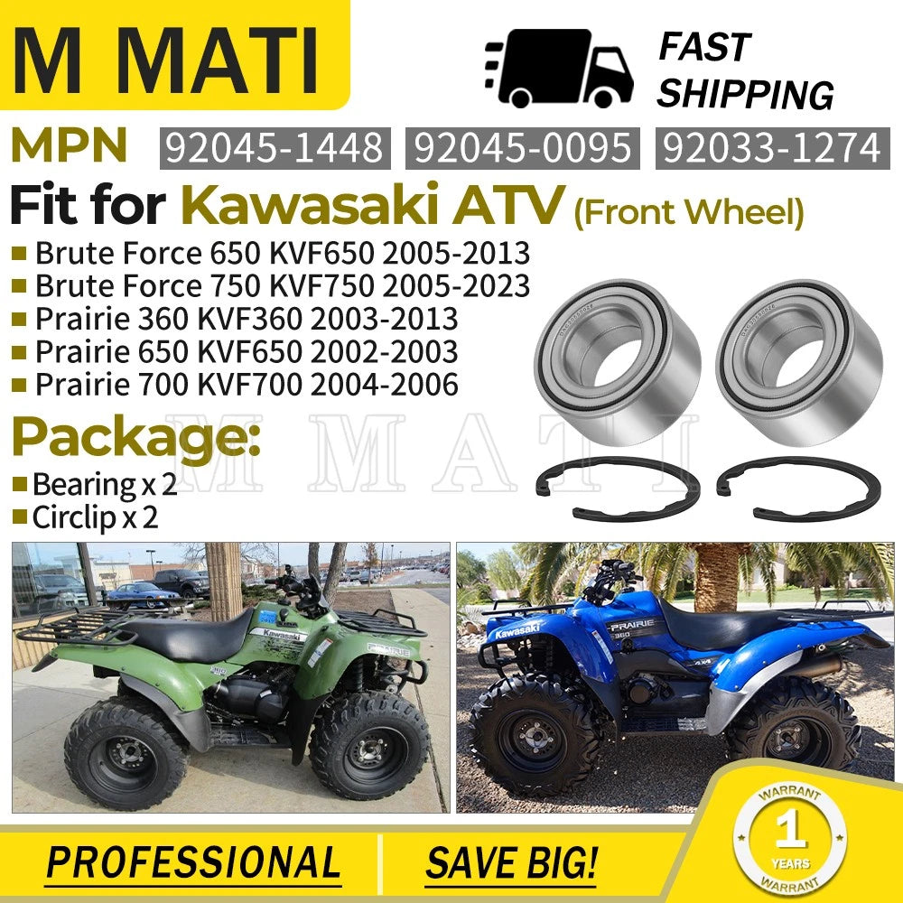 Front Wheel Bearings Kit for Kawasaki Brute Force 650 750 (2003–2020) KVF650 KVF750
