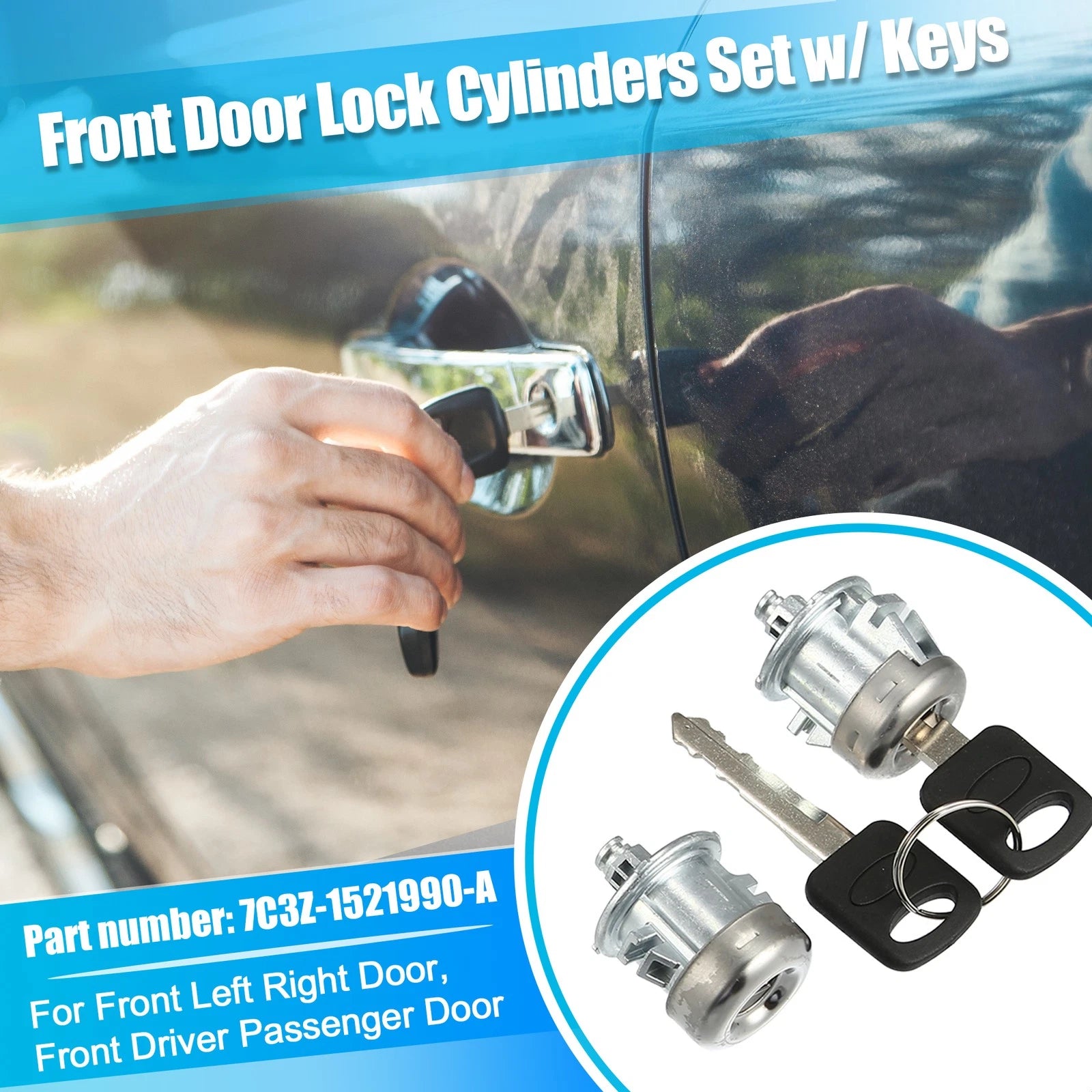 Door Lock Cylinders & Ignition Switch w/ Keys for Ford (1L3Z-11582-A)