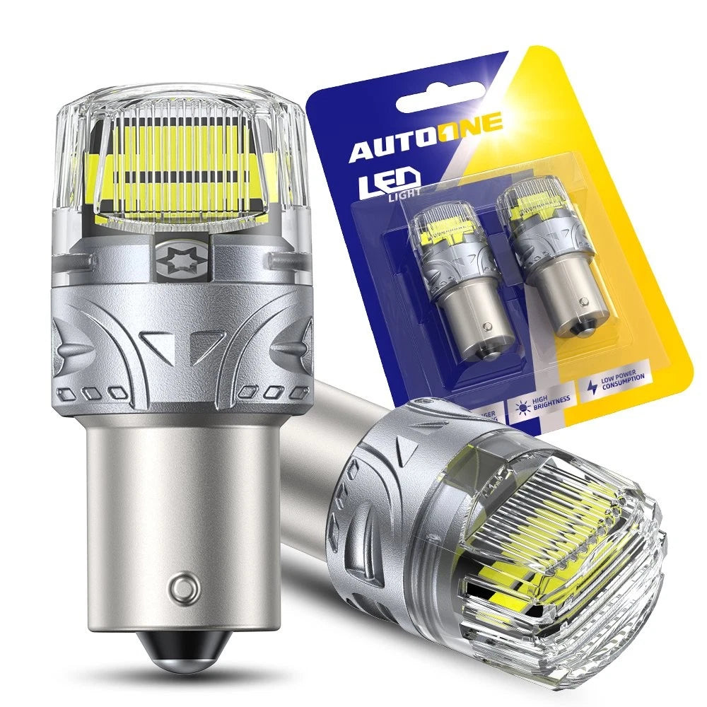 2X 1156 White LED Turn Signal Light Bulb for Auto (Error Free, CANBUS)