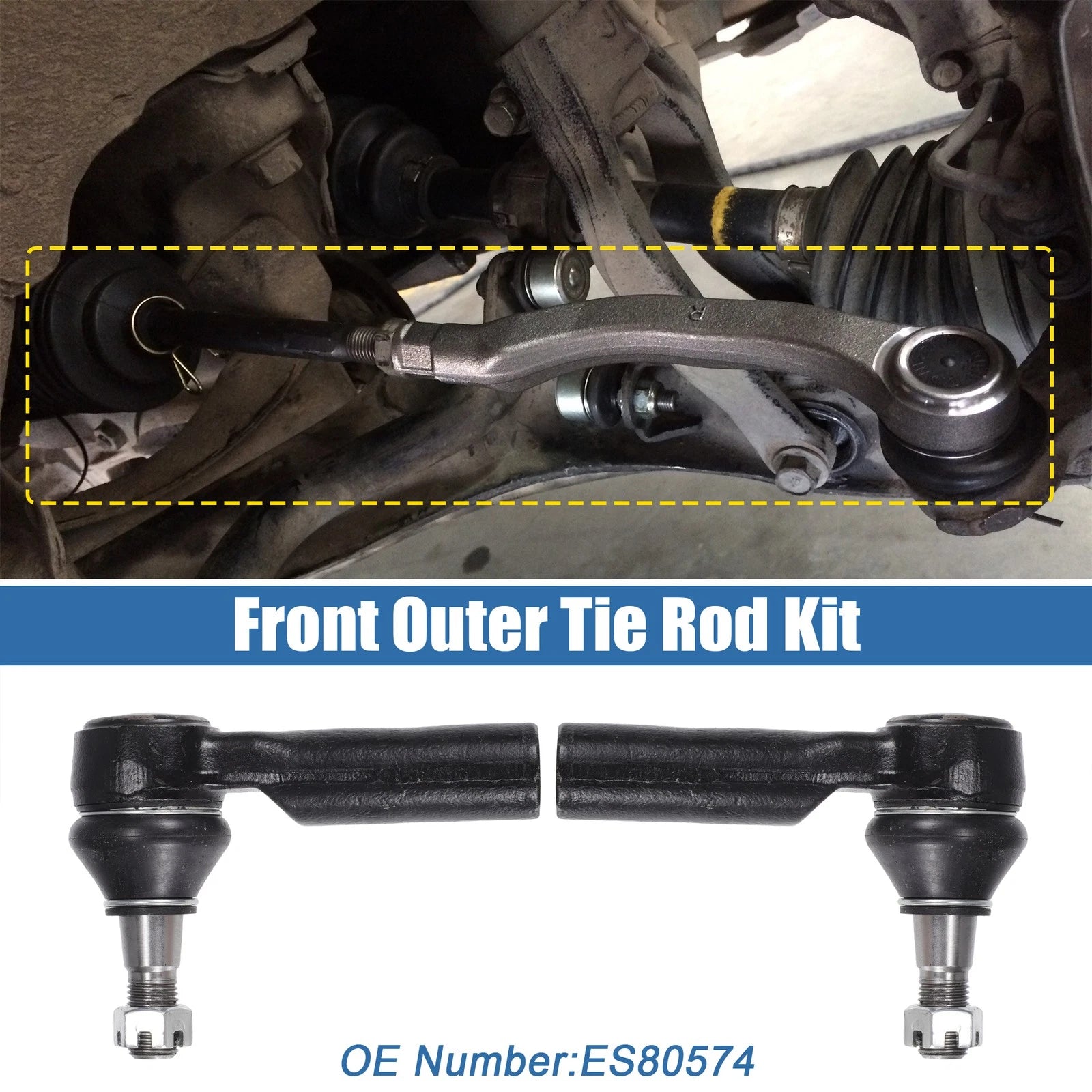 2X Front Outer Tie Rod End Link for Dodge Ram 1500 (2006–2010) No. ES80574