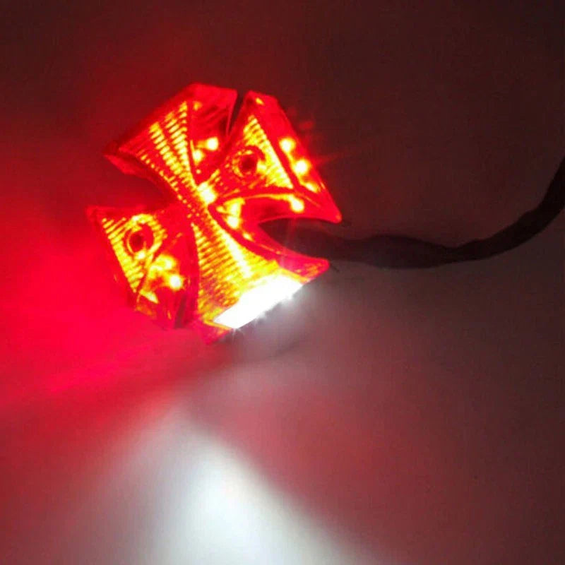 Tail Light 12V Maltese Cross LED License Plate for Motorcycle Chopper