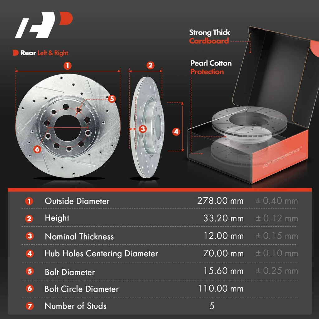 Front & Rear Drilled Brake Rotors & Ceramic Pads for Jeep Cherokee (2018–2022)