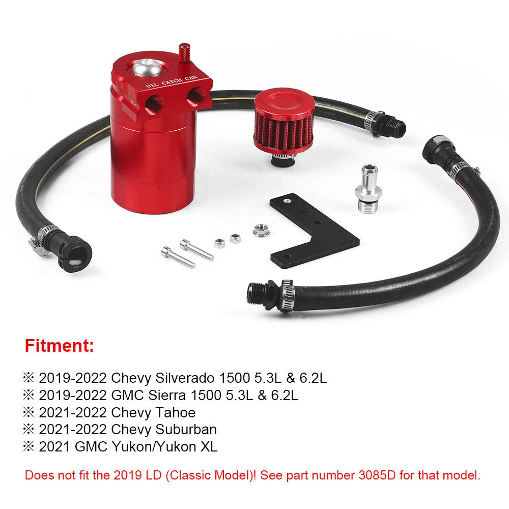 Oil Catch Can Tank Separator with Air Filter for Chevy Silverado & GMC Sierra
