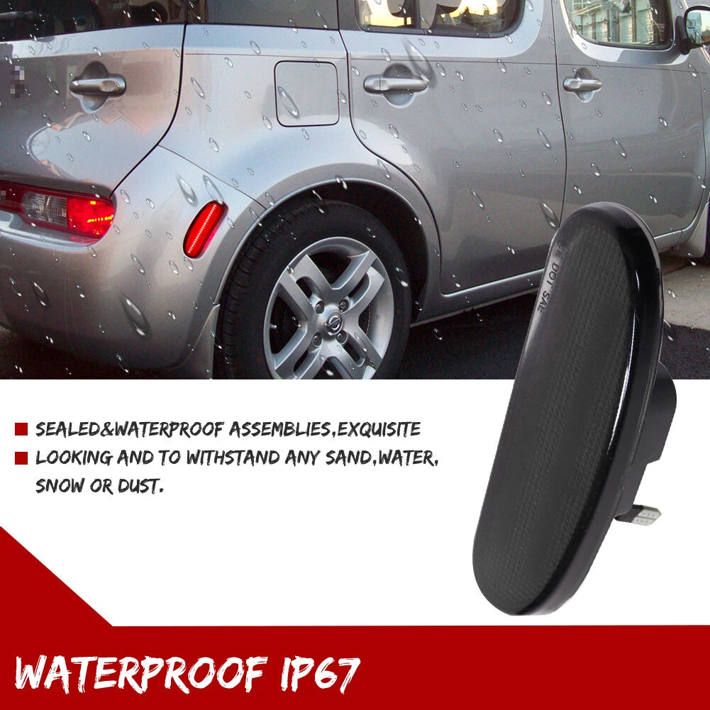 2X Smoked Lens LED Rear Bumper Side Marker Lights for Nissan Cube (2009–2014)
