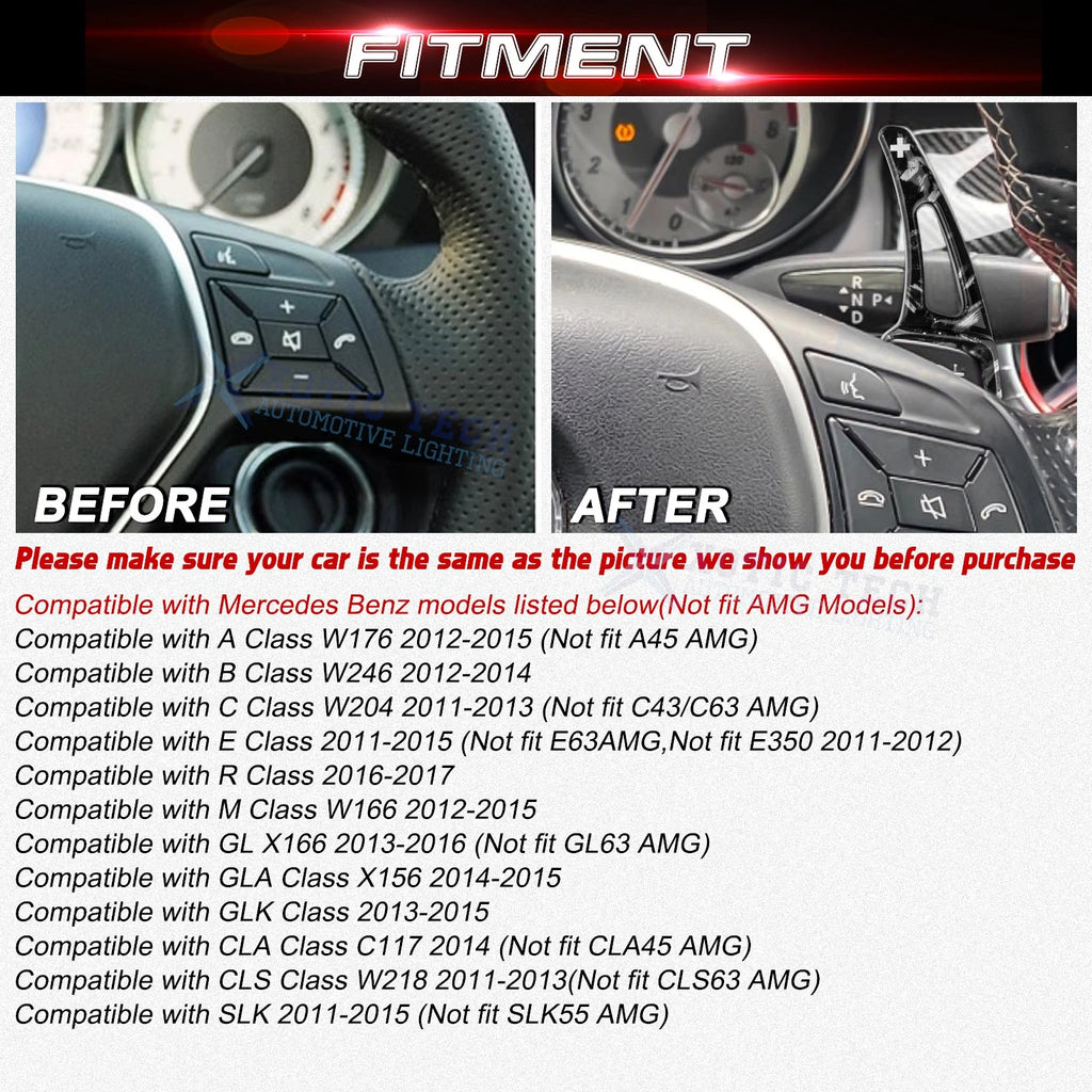 Black Forged ABS Paddle Shifter Extension for Mercedes-Benz (2019-2024)