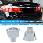 2X License Plate Light Housing Socket Plug w/ LED for Honda Civic Accord 