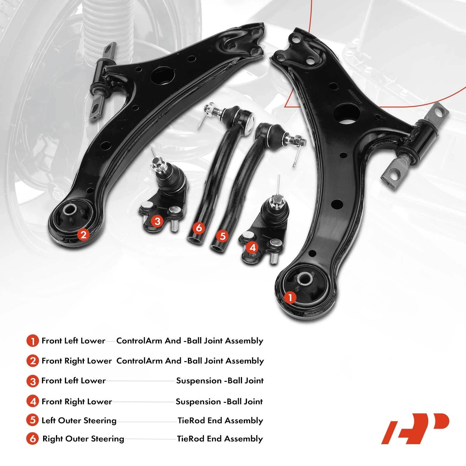 Front Control Arm Ball Joint and Tie Rod End for Toyota Camry (2002–2006)