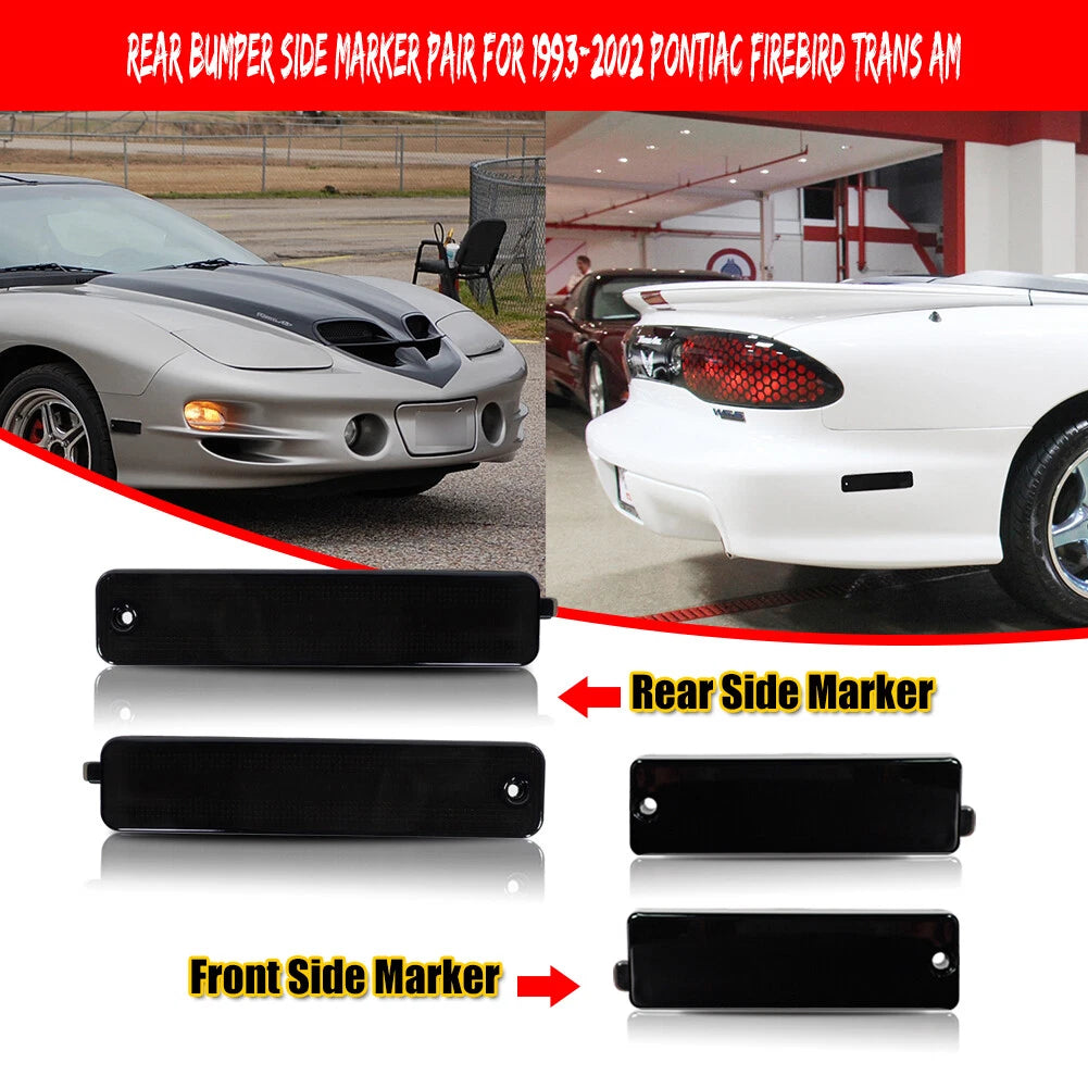 Set of 4 Smoke Bumper Side Marker Light Housing for Pontiac Firebird (1998–2002)