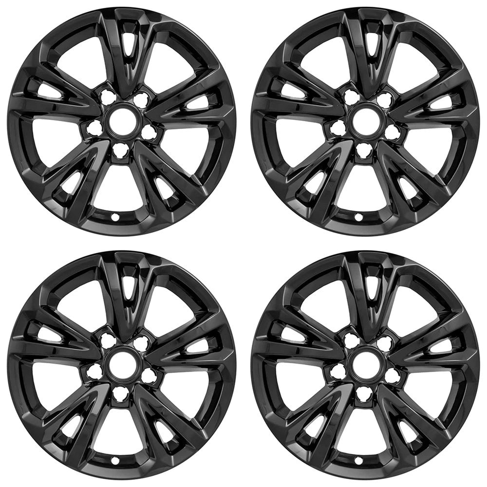 4 Black 17" Wheel Skins Hub Caps Full Covers fit Aluminum Rim for 2016 2017 Equi