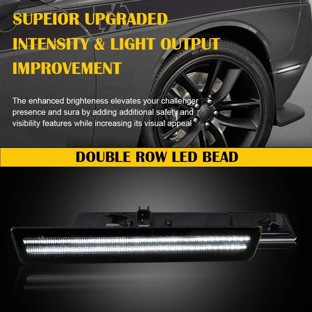 2X Smoked LED Rear Bumper Lamp Side Marker for Dodge Challenger (2015–2022)