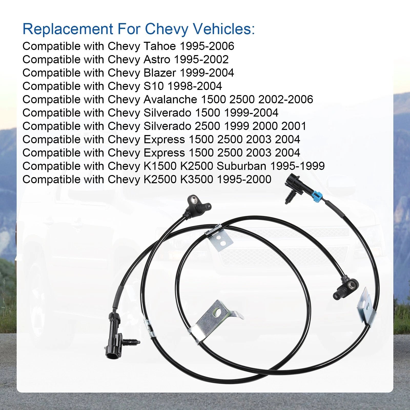 Set of 2 Front ABS Wheel Speed Sensors for Chevy Express/Avalanche/Silverado