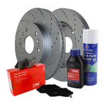 Front Brake Kit 330mm Drilled Rotors & TRW Metallic Pads for Chevy Cadillac GMC