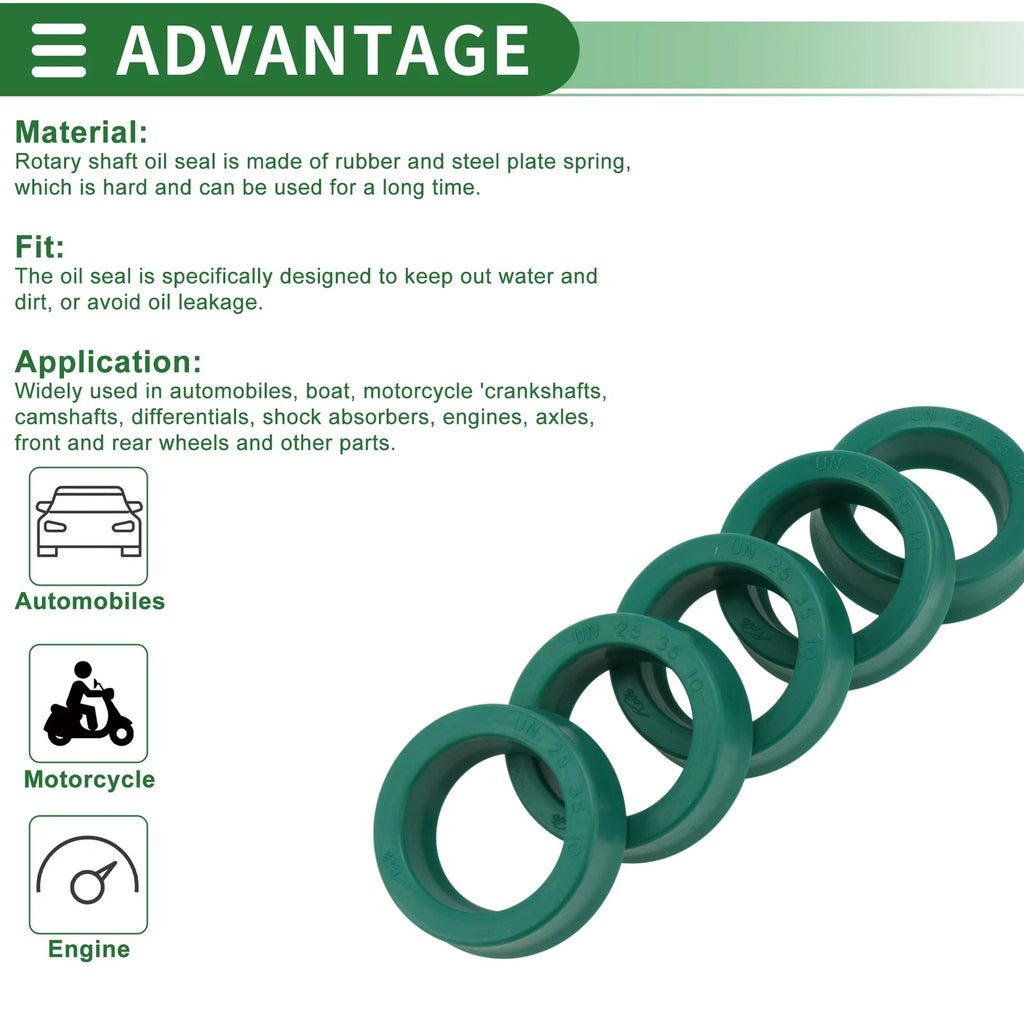 Set of 5 Oil Seal Ring 25x35x10mm for Rotary Shaft (High Pressure)