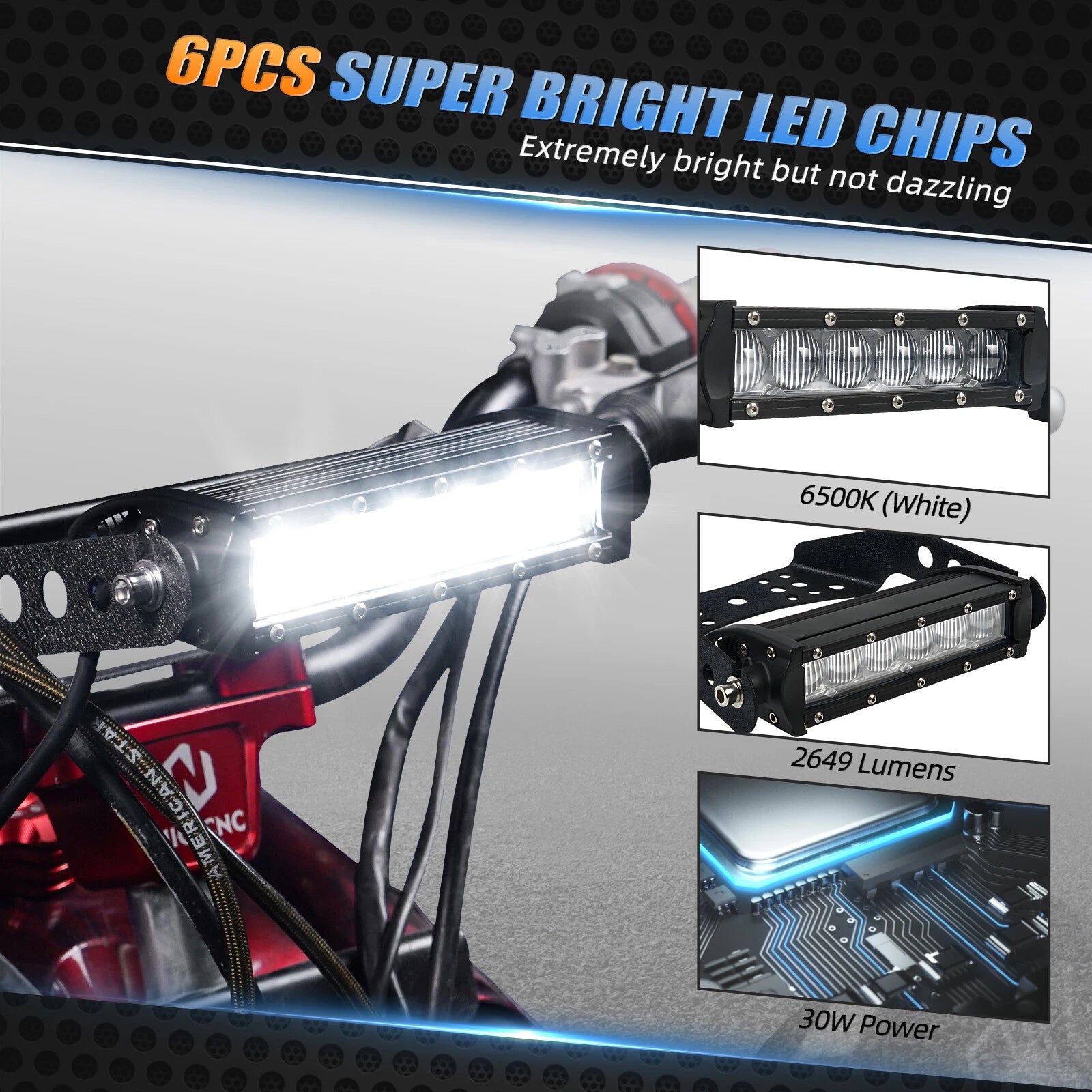 6" LED Headlight Light Bar Kit for Yamaha Banshee 350, Blaster 200 (1997–2006)