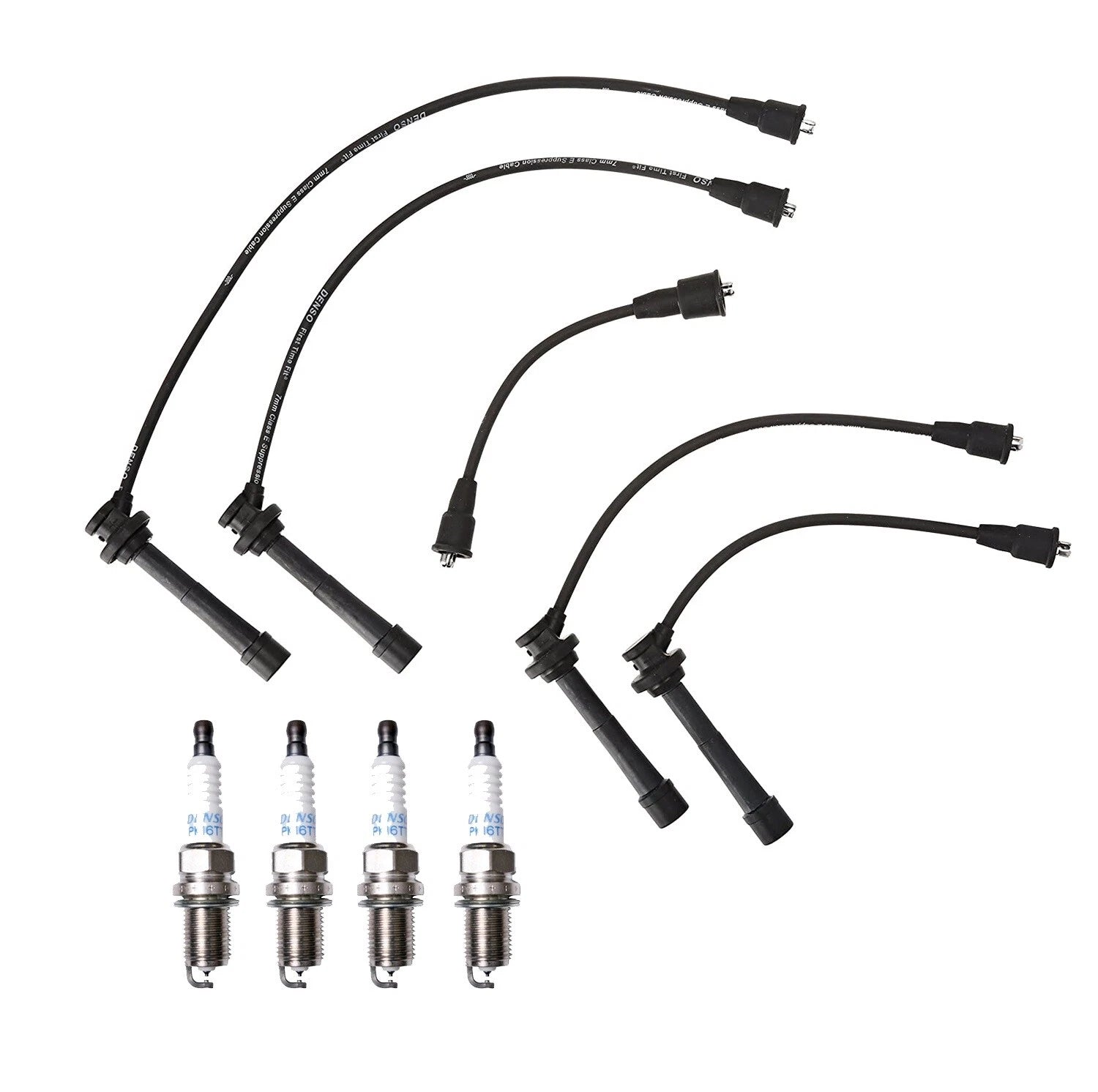 Denso 7mm Wire Set & 4 Platinum TT Spark Plugs for Chevy Geo L4 (1995–2000)