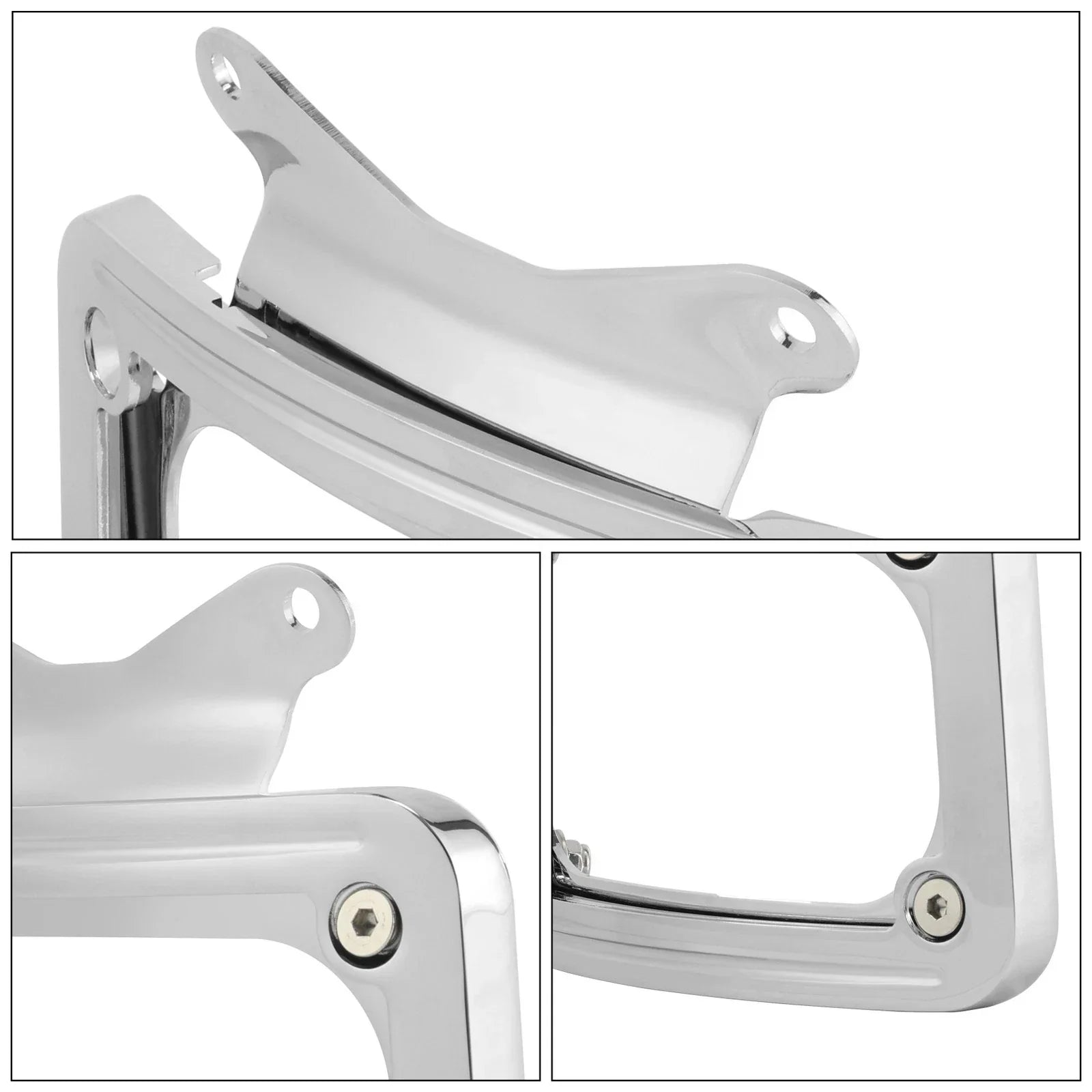 Chrome Curved Laydown License Plate Mount Light for Harley Street Road Glide
